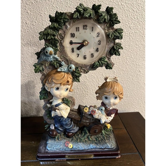 RARE VTG Precious Collection Italy Style Mantle Clock Figurine Porcelain 12” - Picture 1 of 7
